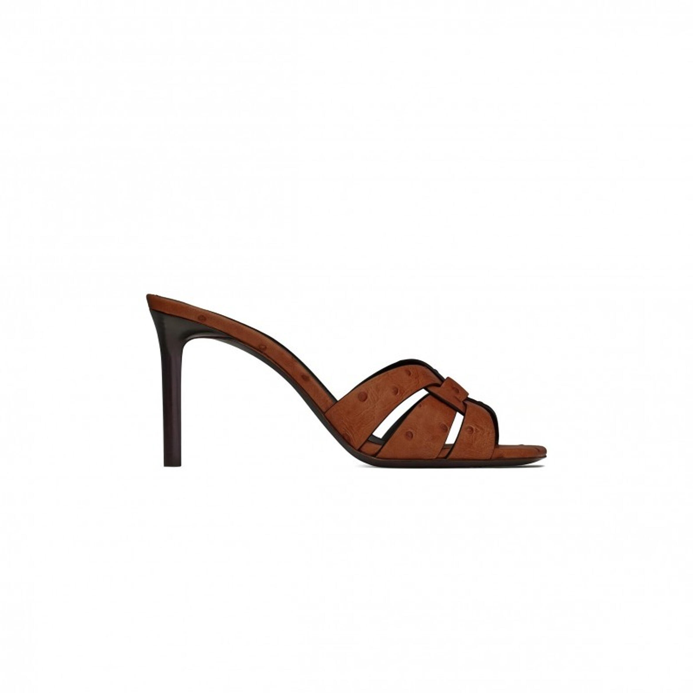 Y51 tribute mules in ostrich-effect leather 650986